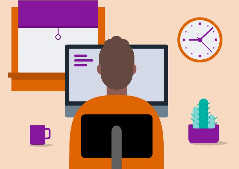 Illustration d'une personne devant un ordinateur