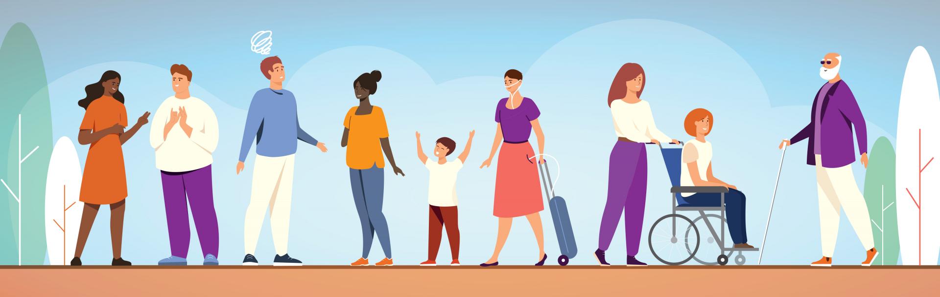 Illustration de personnes en situation de handicap